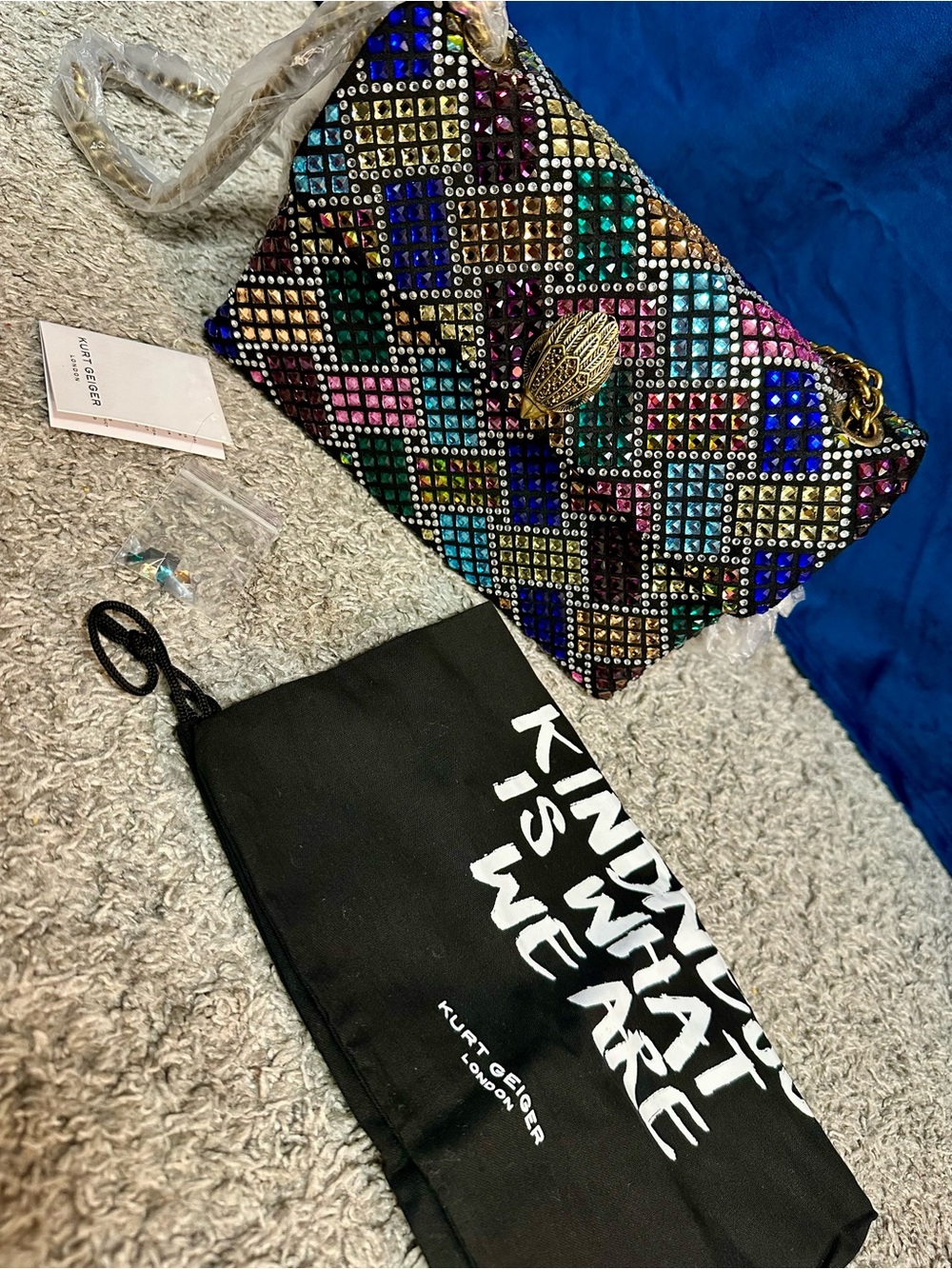 Kurt Geiger Multicolor Embellished rhinestones adjustable crossbody bag